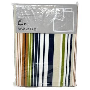 IKEA Tyra Rand King Duvet Cover + Pillowcases Striped 100% Cotton Maximalist New